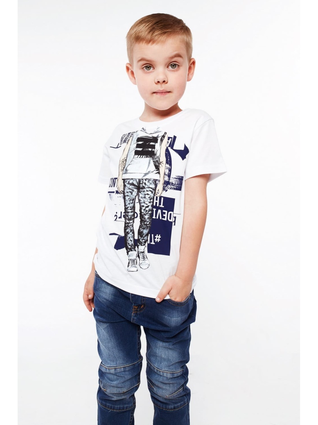 Boy\'s T-shirt with print, white NDZ4462 - Online store - Boutique